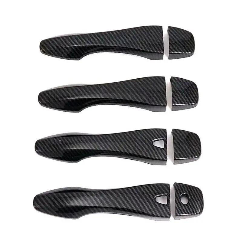 For Nissan Altima 20013-2018 Car Carbon Fiber Style Black Exterior Door Handle Moulding Cover Trim Sticker Decor Accessories