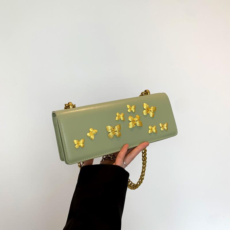 

Niche design butterfly small square bag beautiful large capacity messenger bag fashion leisure chain shoulder bag commuter women s bag зелёный