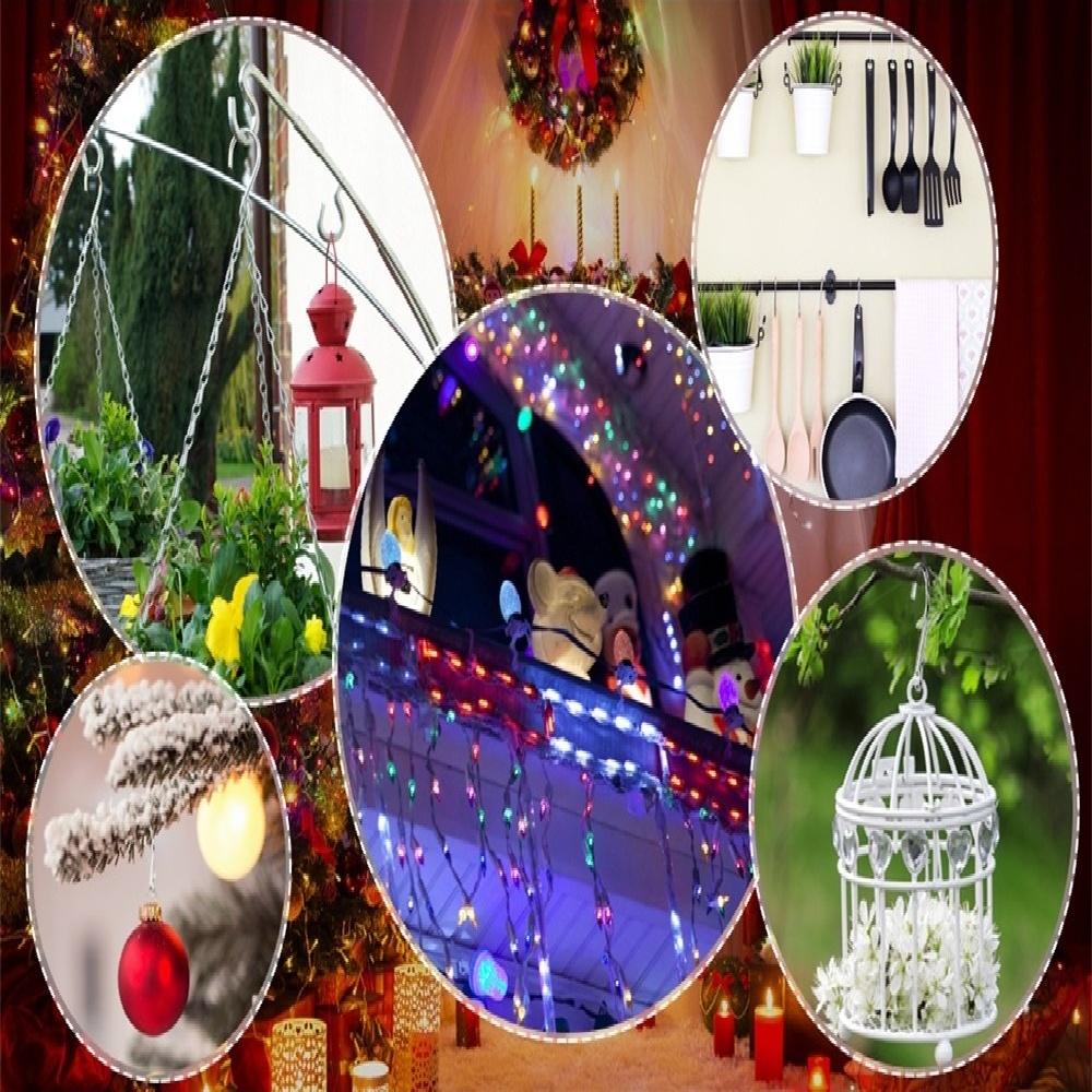 60 Metal Grooved Hooks Christmas Lights Hooks Weatherproof Light Clip Hooks For Hanging Christmas Decorations Outdoor String Lights, Party Decorations