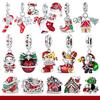 Christmas 925  Silver Santa Claus Red Socks Pendant Bead Original Pendants Bracelet Charm Jewelry Party DIY Trendy Gifts