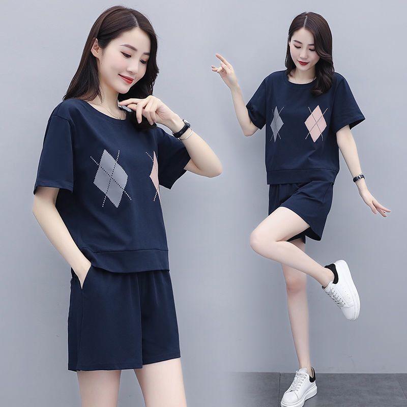 Sports Suit for Women, Summer Shorts, Casual Large Size, Loose, Slim, Fashionable and Stylish Two-piece Set