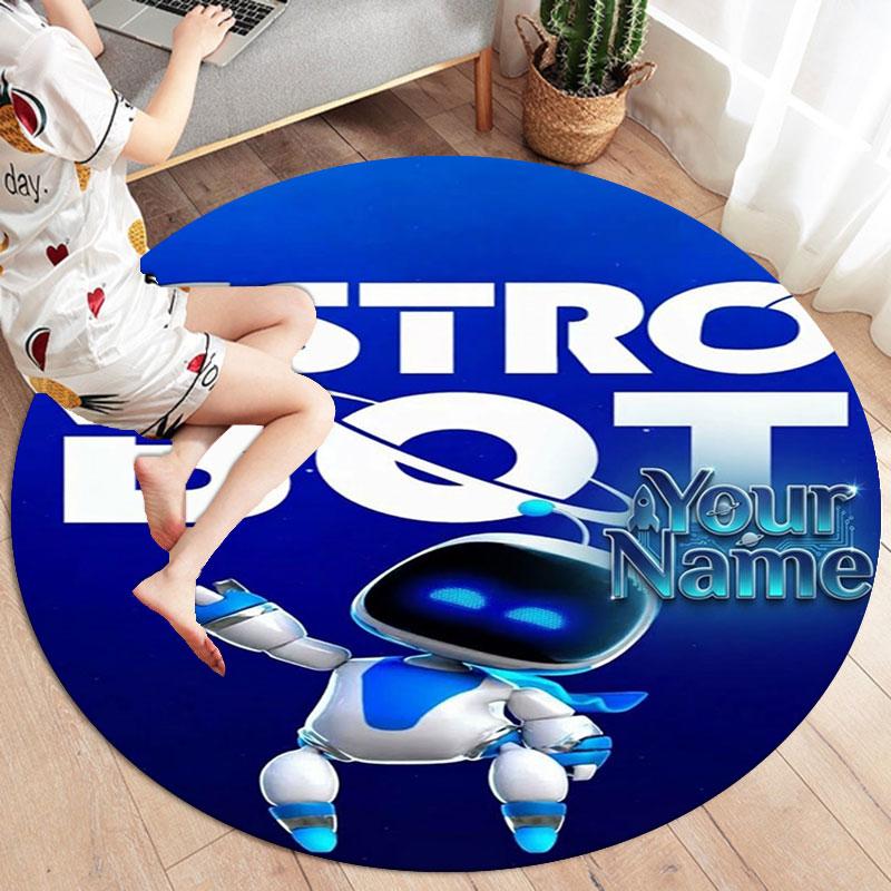 ASTRO BOT Custom Name Round Area Rug,Carpet Rug for Living Room Bedroom Sofa Playroom Decor,Non-slip Floor Mat