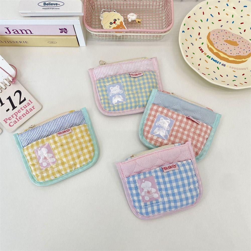 Fashion Portable Coin Purse Multifunctional Lightweight Wallet Card Holder Zipper Small Storage Bag Students