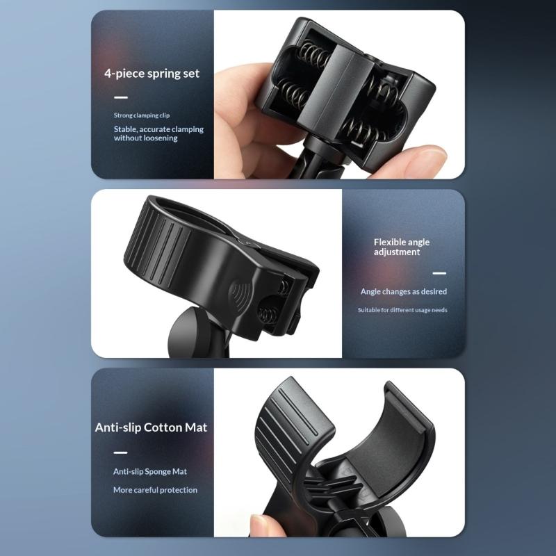 Heavy Duty Metal Construction Microphone Holder Clamp Featuring Nonslip Rubber Coated Clamp For Secure Attachment