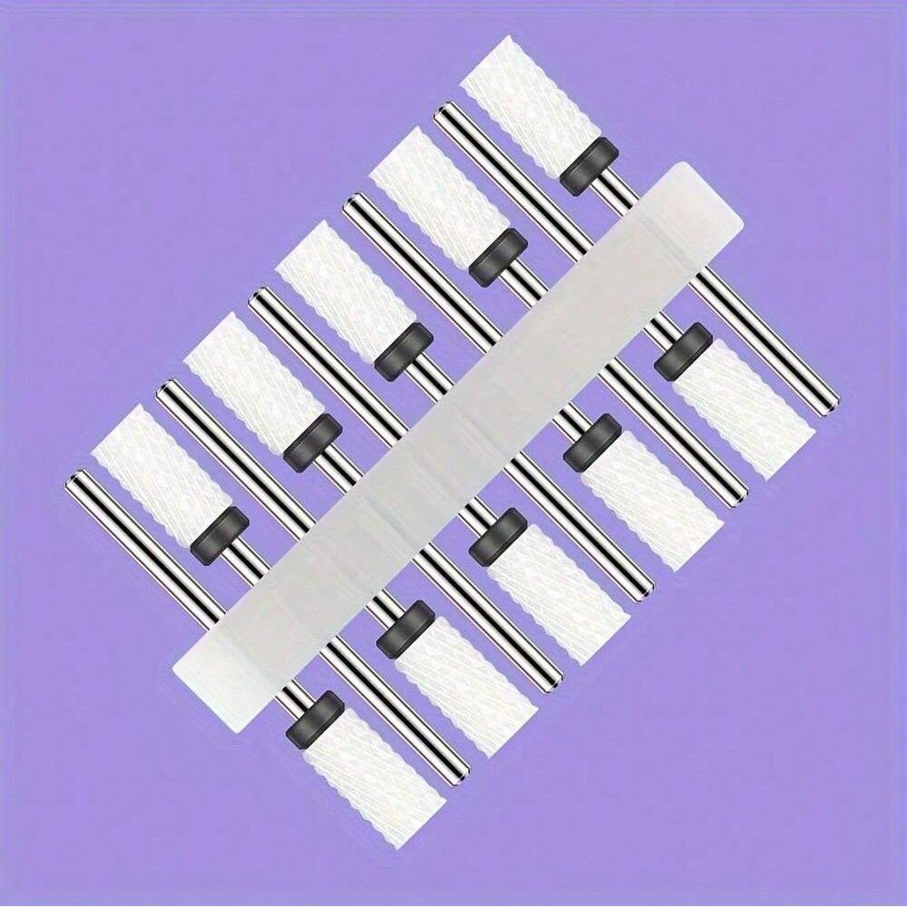 10pc/Set Ceramic Milling Cutter Nail Drill Bits Burr Gel Polish Remove Tools Cuticle Electric Manicure Files Kit Accessories
