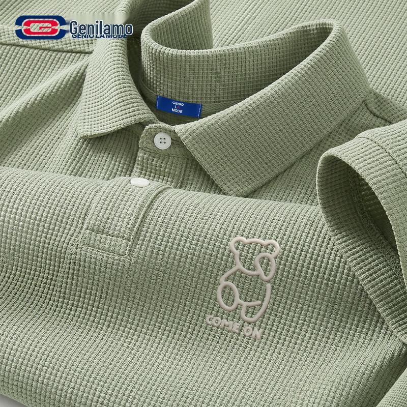 GENIOLAMODE Men s Waffle Polo T-Shirt 2XL