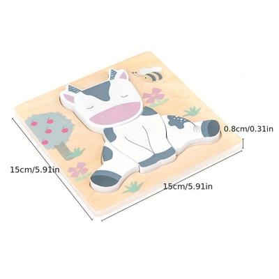 Puzzle-uri cognitive 3D din lemn cu desene animate pentru copii, puzzle-uri din lemn pentru copii, jucării, culori, forme, jucării educative pentru copii, joc
