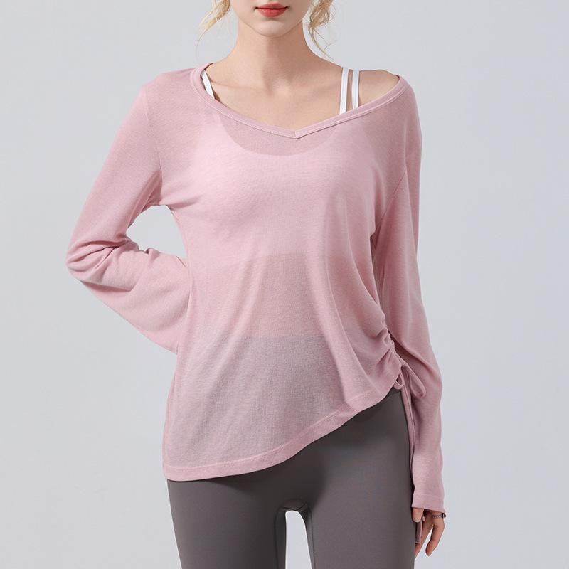 

Женский кардиган с защитой от солнца и рукавами-колокольчиками - присборенный шнурок, длина до бедер, свободный крой, футболка для йоги с коротким рукавом Extra Large