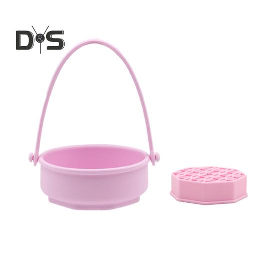 

Силиконовый очиститель для кистей для макияжа, многофункциональная подвесная чаша для мытья косметических кистей, текстурированный ручной очиститель для кистей, контейнер для сушки розовый