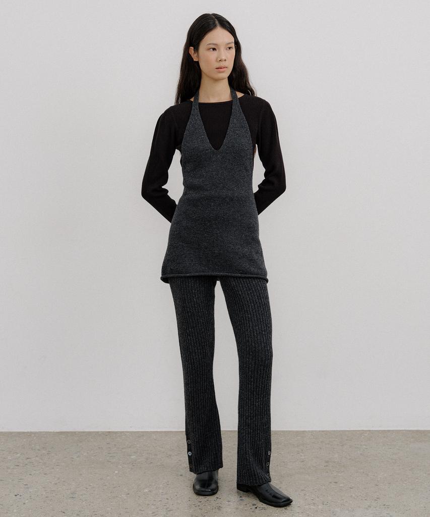 OCTETTE Wool Ribbed Flare Knit Pants_2Color