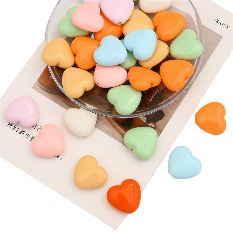 20Pcs Acrylic Solid Color Smooth Peach Heart Beads For DIY Necklace Bracelet Earrings Jewelry Making Craft Accessories