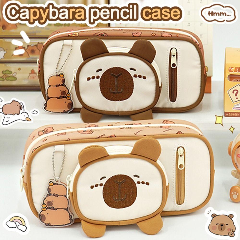 Large Capacity Pen Bags Cartoon Pencil Pouch Kawaii Capibara Pencil Case  School Supplies