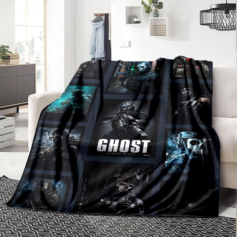 Simon Ghost Print Flannel Blanket High Quality Warm Comfortable Cover for All Seasons Perfect for Gifts Home Decor