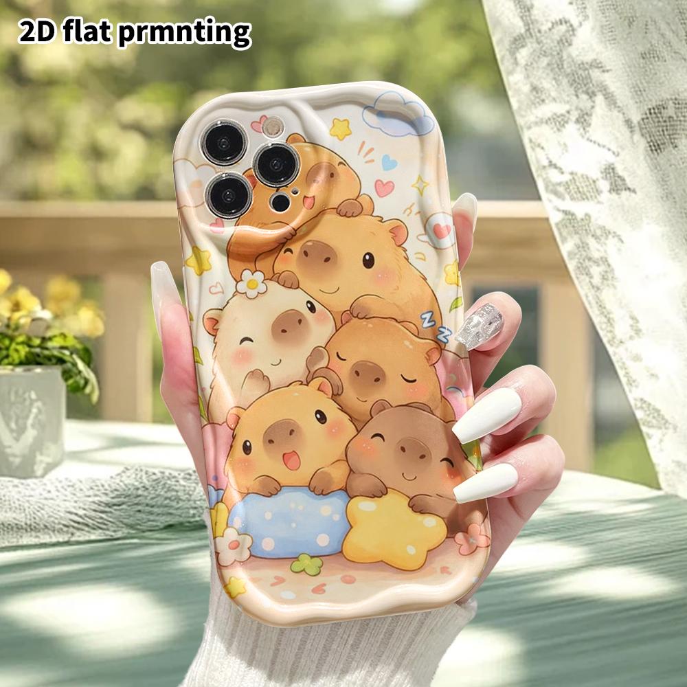 Phone Case: 2D Flat, Suitable for iPhone 18 17 16 15 14 13 12 Pro Protective Case, Phone Decoration, Stacked Capybaras, Perfect Christmas and Hallowee