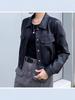 Women's Petite High-Waisted Short Leather Jacket for Autumn/Winter 2025: New Arrival Lapel Motorcycle Outerwear
