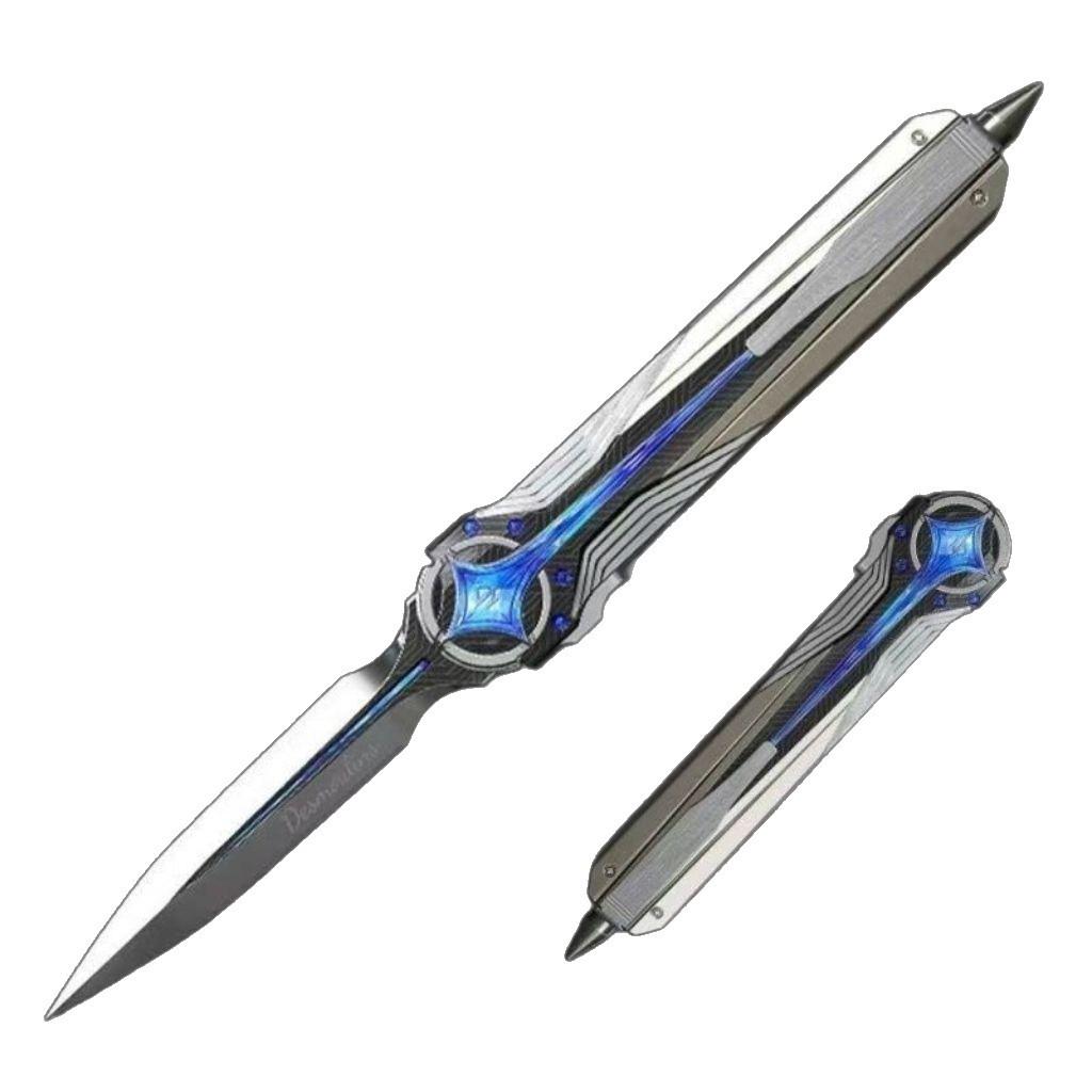 Delta Game Peripheral Polaris: 20cm Two-Way Spring-Loaded Plastic Knife Model and Soldier Weapon Ornament