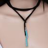Bohemian Long Korean Velvet Strap Necklace Natural Stone Turquoise Pendant Sweater Chain Retro Style