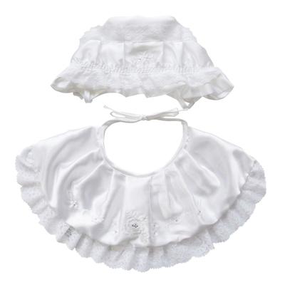 Shrine Visit Hat and Bib Set [OP Mini] [flower Embroidery] 2-piece (50723)