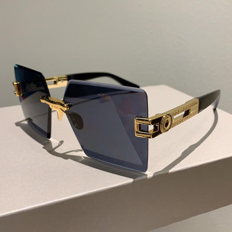 

Fashion Vintage Rimless Square Sunglasses Women For Men Trendy Sun Glasses Punk Luxury Brand Designer Metal Cutting Lens Shades