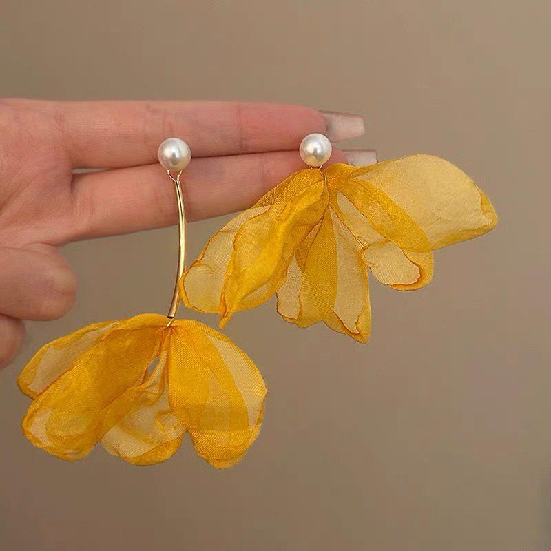 Yellow Petal Tassel Earrings - Bold Beach Vacation Flower Studs for Women, Super Hot & Beautiful Style 2025.