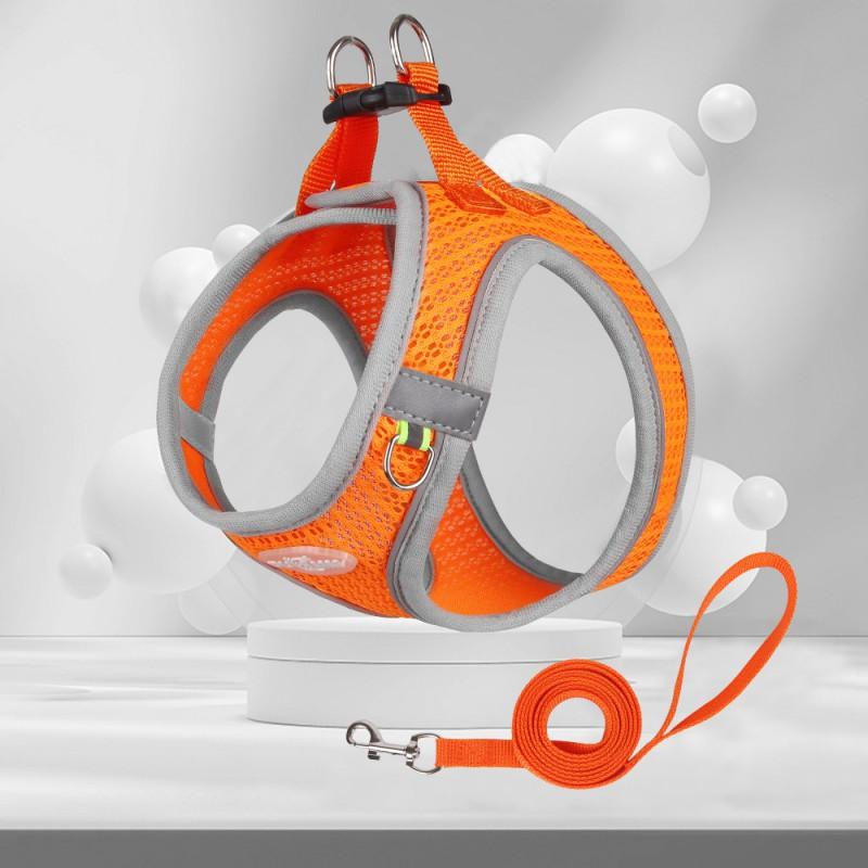 Breathable Mesh Dog Harness With Reflective Stripes Small Dogs Adjustable Chest Vest Leash Attachment