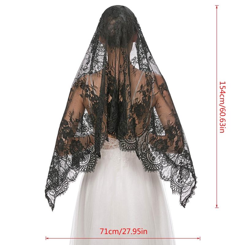 Lace Mantilla Veil Soft & Comfortable Exquisite Floral Design for Head Covering for Women Girls Church Veils for Chapels