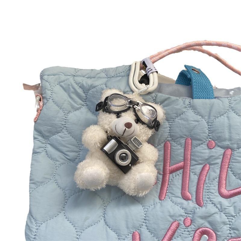 Original Camera Bear Pendant Keychain - Plush Doll Figurine Charm Gift