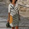 Women Summer V-neck Folk-custom Plus Size Print Loose Mid-sleeve Dress