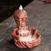 Soporte Quemador de Incienso Esqueleto, Soporte de Conos de Cascada de Flujo Inverso, Difusor de Varillas Artístico de Calavera Gótica para Decoración del Hogar de Halloween, Accesorio de Meditación