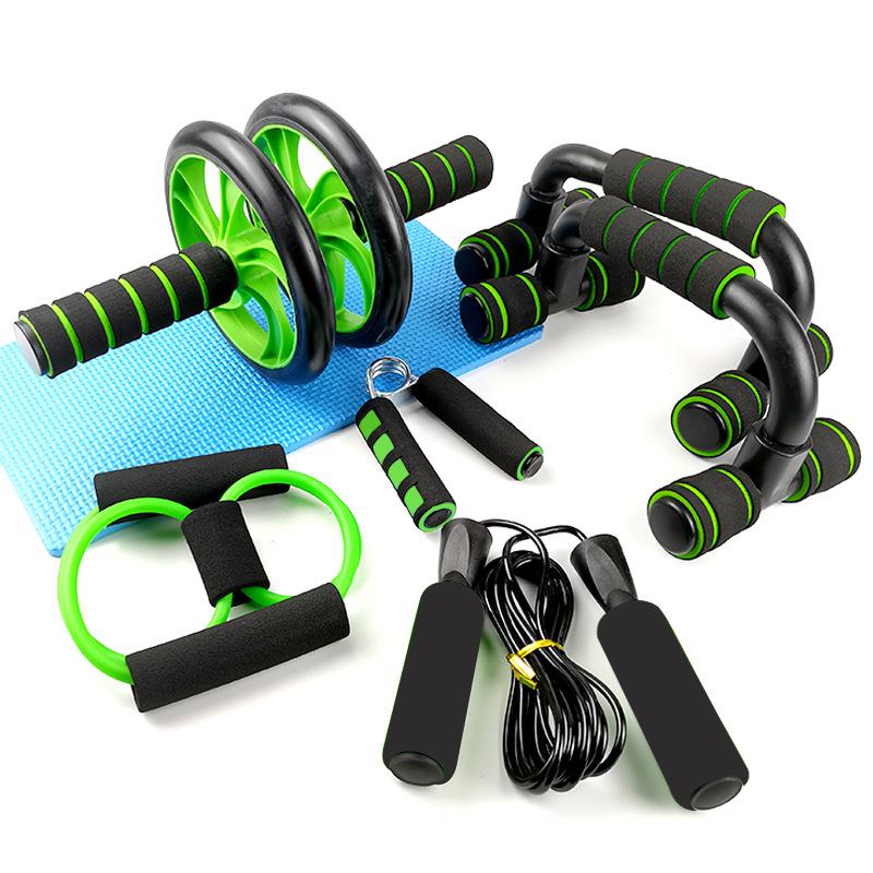 5-Piece Fitness Set: Ab Wheel & Push-Up Bars for Comprehensive Core Training