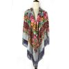 160*160CM Russian Women Square Scarf Retro Floral Print Bandana Ukrainian Shawl Babushka Handkerchief Blanket Fringed Shawls