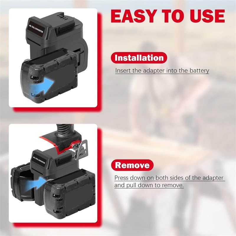2-in-1 Konverter-Adapter für 2 Pakete Für Milwaukee 18V Akku Zu Für Milwaukee 18V Akku-Elektrowerkzeug Arbeitszeit verlängern