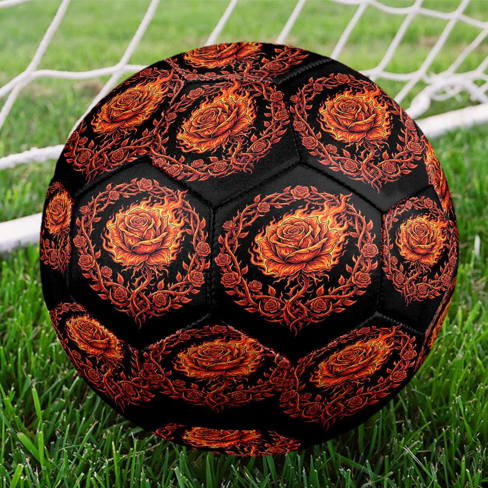 1pc Rose Tattoo Theme Soccer Ball Football, Size 5, Lightweight PVC, Outdoor Training Soccer Ball,Gift c6572