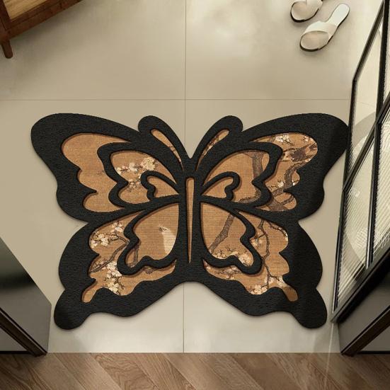 Floor Mat Butterflies Shape Water-Repellent Easy To Clean Bathroom Rug with Anti-Slip Base High-Density Diatom Ooze Bath Mat