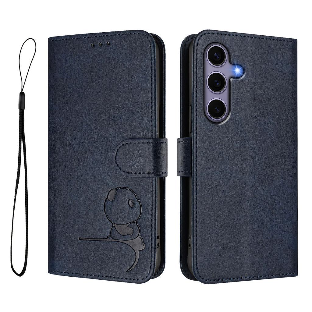 Für Samsung Galaxy S24/Galaxy S25 Hülle Panda-Prägung RFID-Blockierendes Portemonnaie Leder-Handyhülle mit Handschlaufe