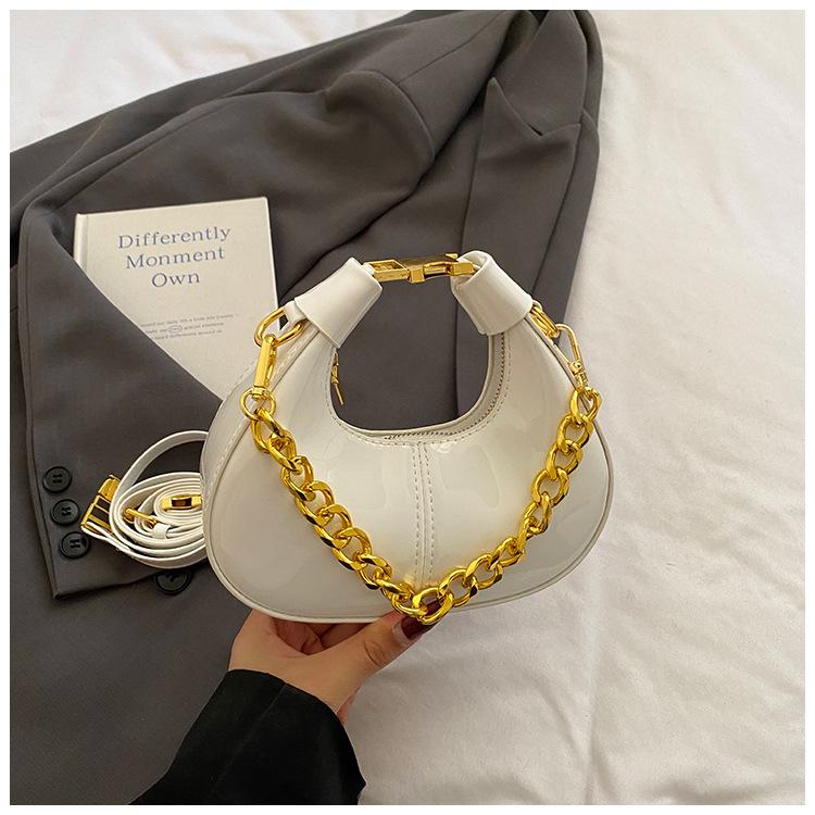 

2025 mini small bag women s summer new modern retro crescent bag splicing premium texture shoulder messenger bag білий