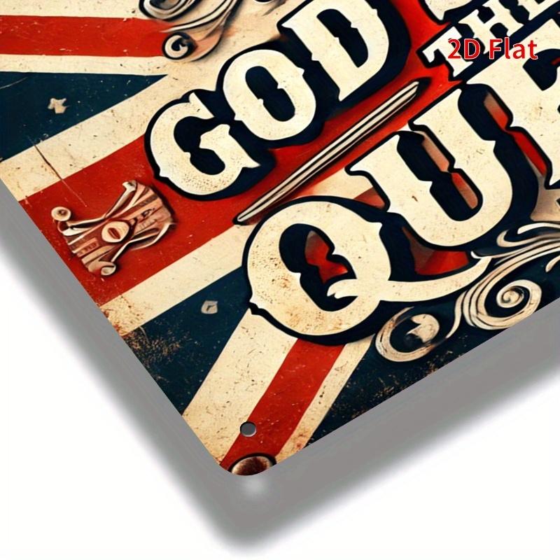 2D Flat 12x8 Inch Metal Wall Art - British Royal Theme, Vintage Style with Crown & Union Jack, Ideal for Living Room, Study, Hot