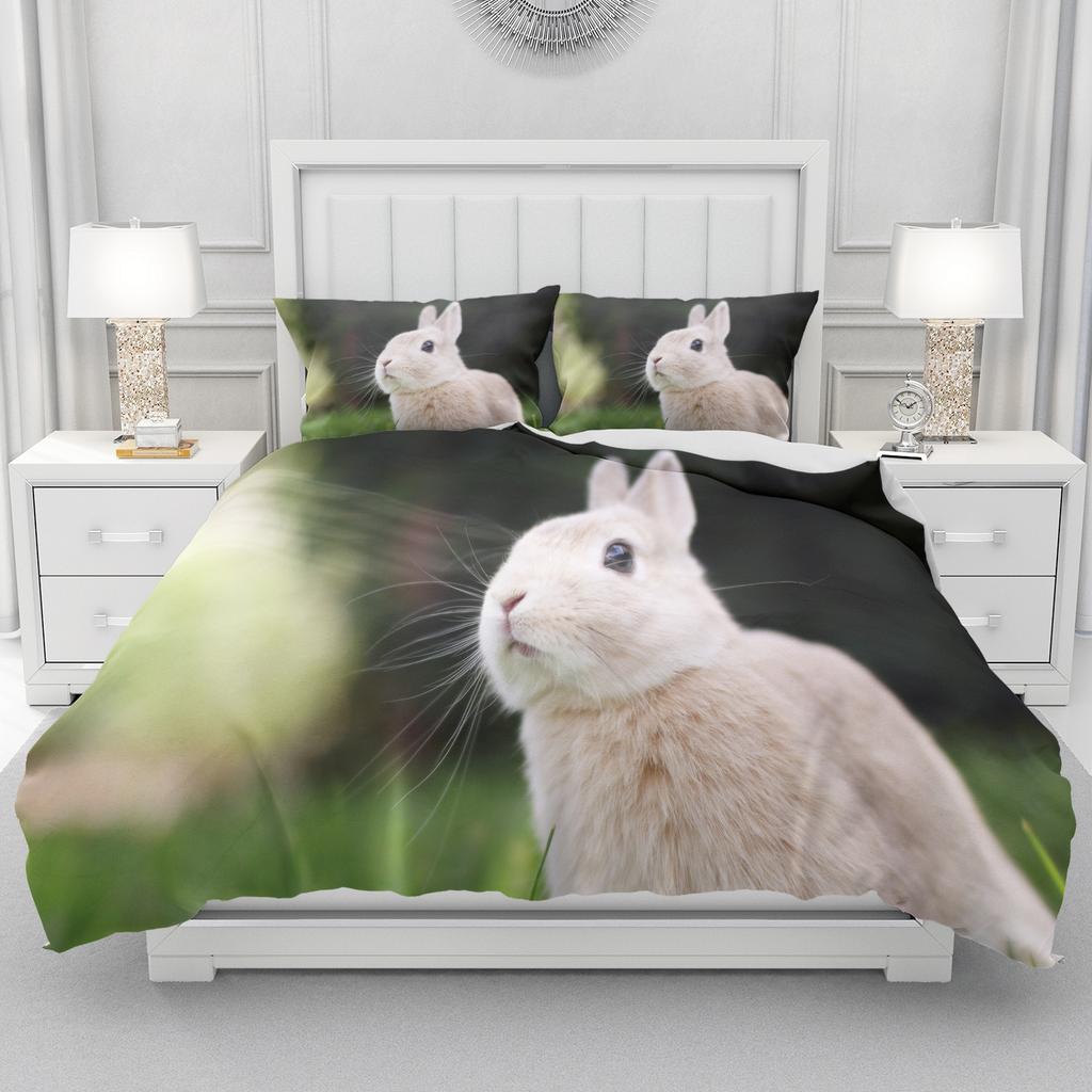 Rabbit Cute Duvet Cover Home Pillowcase Set Adult Bedroom Children Comforter Bedding