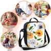 Watercolor Sunflowers And Butterflies Insulated Lunch Box Cooler Bag with Adjustable Shoulder Strap Bento Bag for Travel Picnic