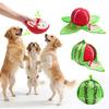 Educational Interactive Dog Toy Watermelon Plush Hide Seek Puzzle Toy with Squeaker Crinkle Sounds Small Medium Dogs IQ Training Chew Toy
