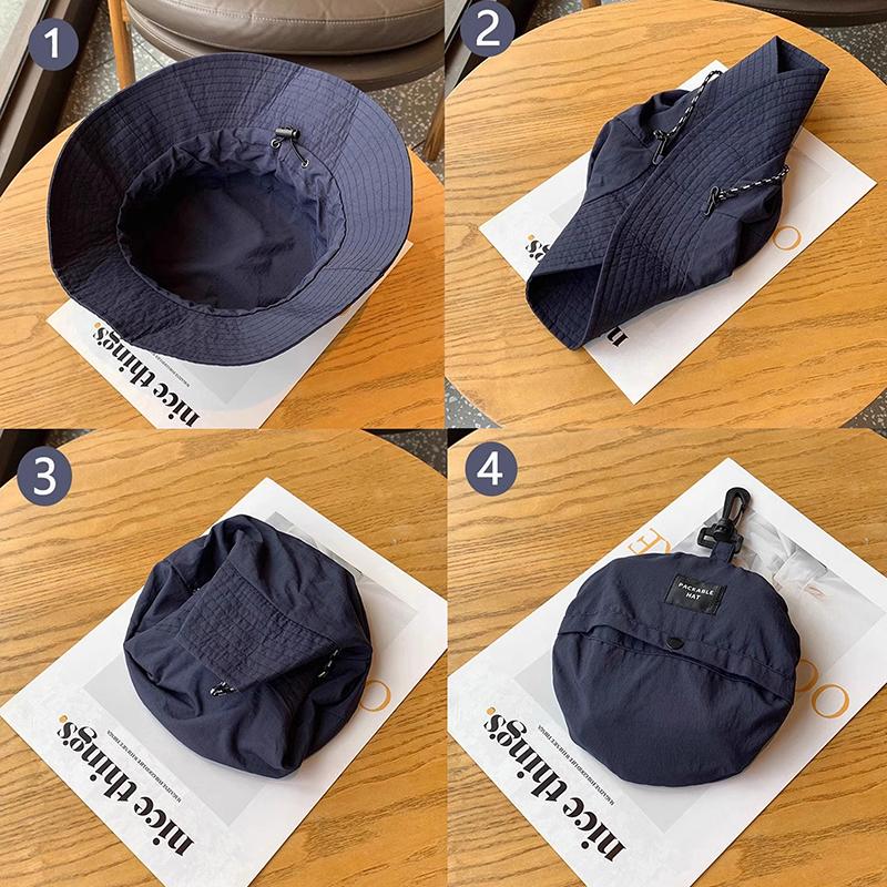 1Pc Summer Adjustable Fisherman Hat Quick Dry Waterproof Drawcord Bucket Hat Unisex Basin Foldable Storage Bucket Caps