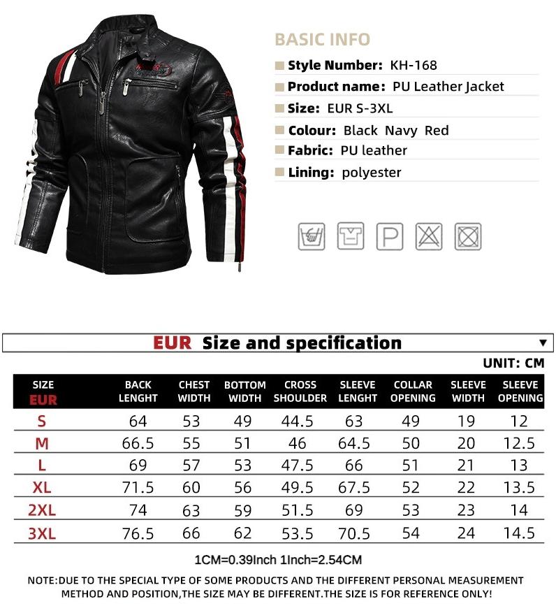 Autumn Winter Men Biker Leather Jacket Fashion Stand Collar Zipper Coat Casual Slim Windbreaker Motorcycle Faux Leather Jacket