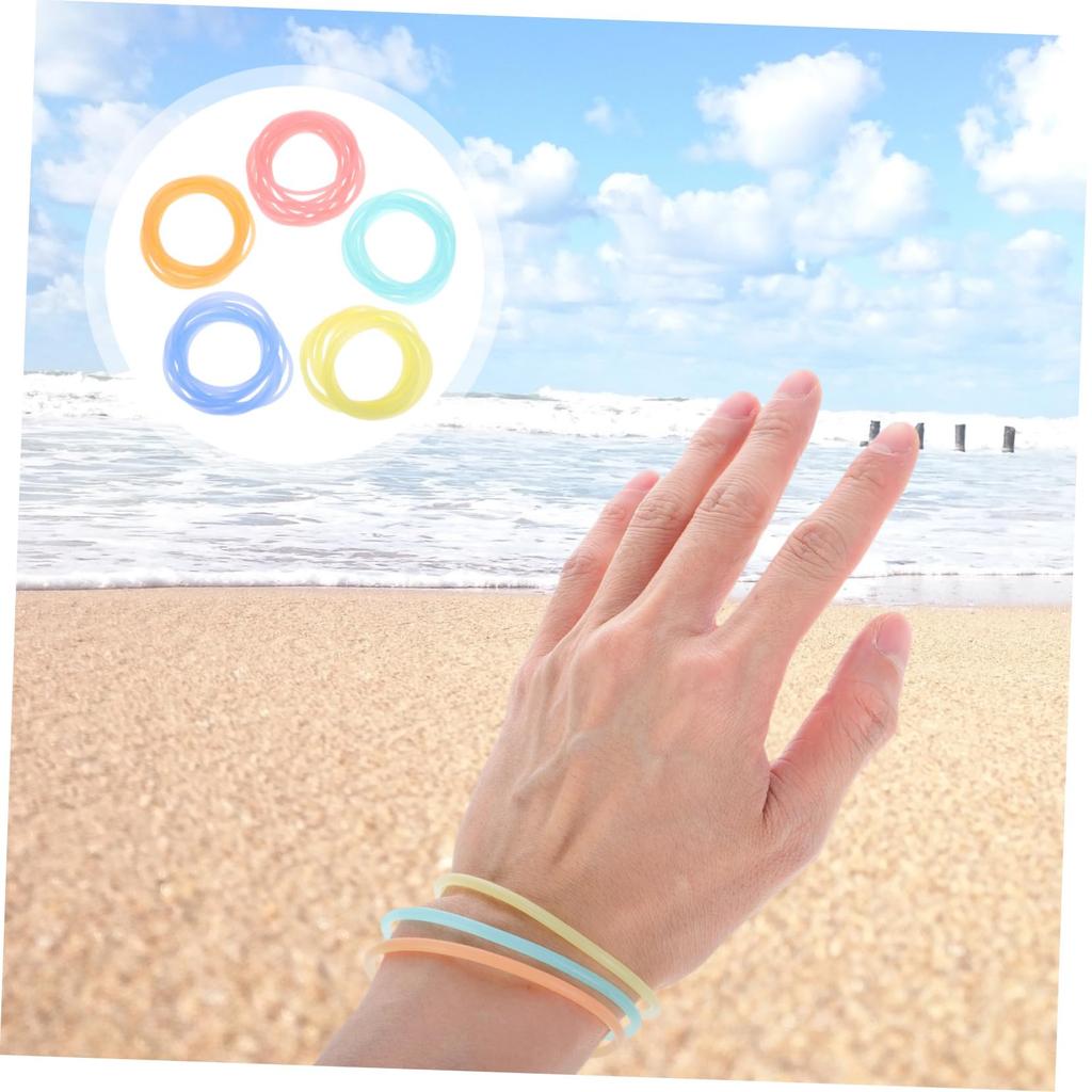 Healifty Silicone Jelly Bracelets, Elastic Hair Ties, Durable, Solid Color, Waterproof, Soft, for Parties and Sports, Pack of 50