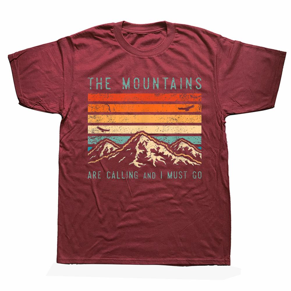 

Mountains Are Calling I Must Go Retro Vintage T Shirts Summer Cotton Hiking Adventure Parks Camping Wildlife Outdoors T-shirt XL