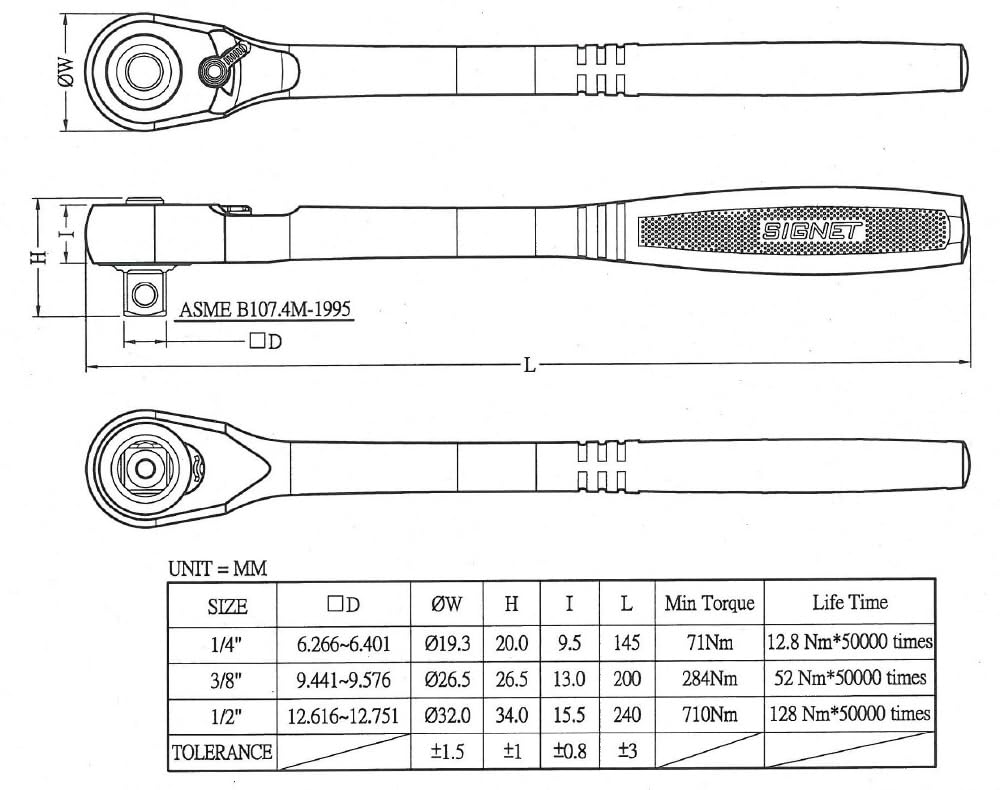 SIGNET Drive Head Ratchet Handle 12560 3/8 Ultra-Small