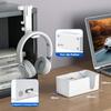 KDD 4-in-1 Desk Organizer with Drink Holder, Headphone Stand, Under-Desk Headphone Hook with Two Wire Holes, Rotating Headphone Hanger, and Removable