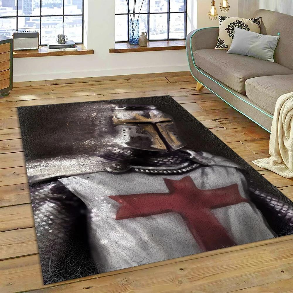 3D Templar Black Knight Crusaders Cartoon Carpet Rug for Home Living Room Bedroom Sofa Doormat Decor,Kids Area Rug Non-slip Mat