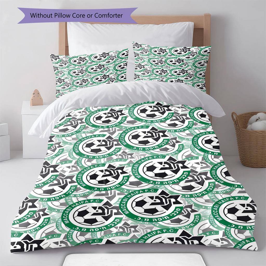 Maccabi-Haifa Pattern Bedding Quilt Set Quilt Cover Pillowcase Home Decoration Gift (1 * duvet cover + 2 * pillowcase, without core)