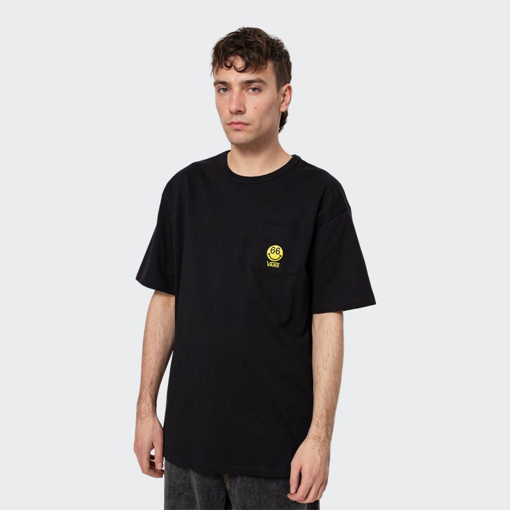 Vans X Project Cartoon Smiley Print Sport Rundhals Kurzarm T-Shirt Unisex Oberteile Schwarz VN0A5KWRBLK
