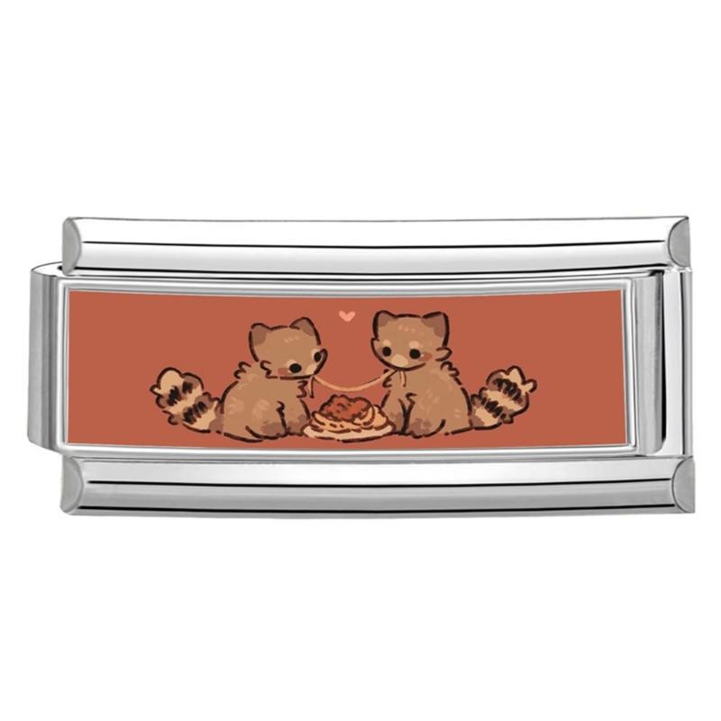 Photo Italian Modular Bracelet Band Link Connector Stainless Steel Texture Jewelry Accessories Suitable for Enthusiasts